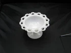 Vintage Anchor Hocking Old Colony Lace Edge Milk Glass Pedestal Candy Dish 5"