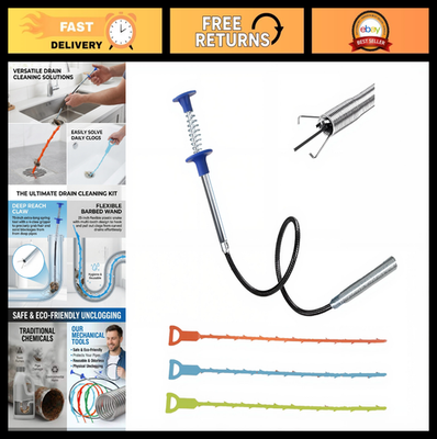 #ad Flexible Drainage Snake amp; Hair Clog Remover Tool 23quot; amp; 79quot; for Toilets amp; Sinks $33.99