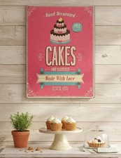 Plaque Métal Vintage Pâtisserie - Enseigne Gâteau Rétro 30x40 cm - Décoration