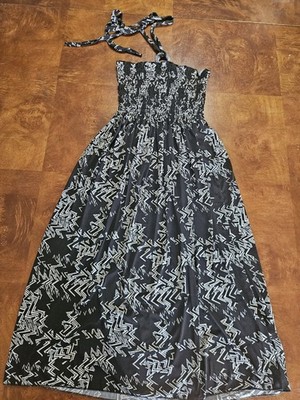 Jonathan Martin Black & White Tie-back Halter Dress/ Bathing Suit Cover Large