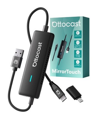 Ottocast Mirror Touch w/Wireless Carplay Adapter Control phone on car screen 27W