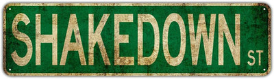 Streets Signs ST AVE DT Shakedown St Retro Road Street Metal Tin Sign Plate Driv