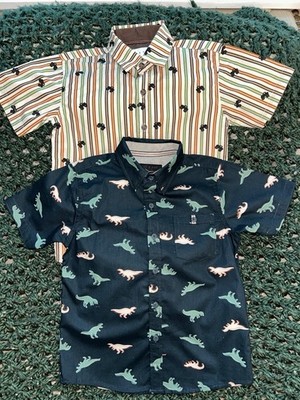 Pair Day & Age Boys Size 5/6 Dinosaur & monster truck Shirts Short Sleeve