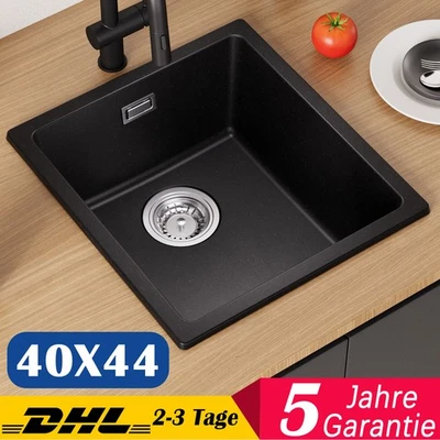 CECIPA Granitspüle Küchenspüle Einbauspüle Spülbecken Spüle 40x44cm mit Abtropffläche