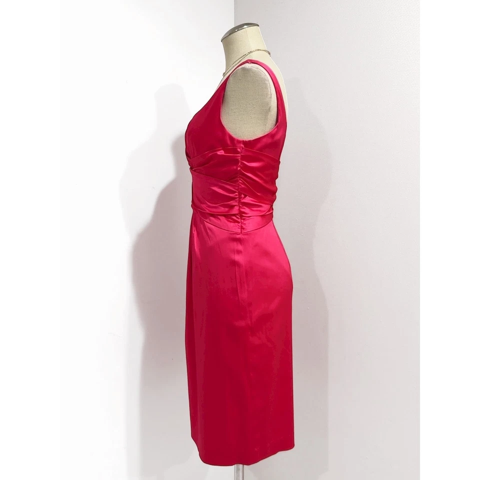 Vestido para mujer Jones New York rosa satinado sin mangas cuello en V formal talla 6 Foto 3 de 4