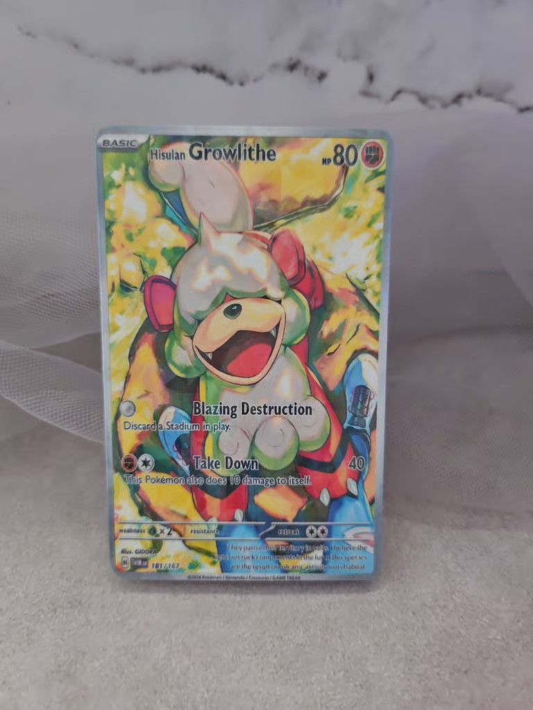 Hisuian Growlithe 181 Pokemon Sticker, Credit Card Skin Decal, Anime Holographic