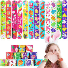 48Pcs Slap Bracelets for Kids, Wristband Party Favors Snap Bracelets Bulk Toys E
