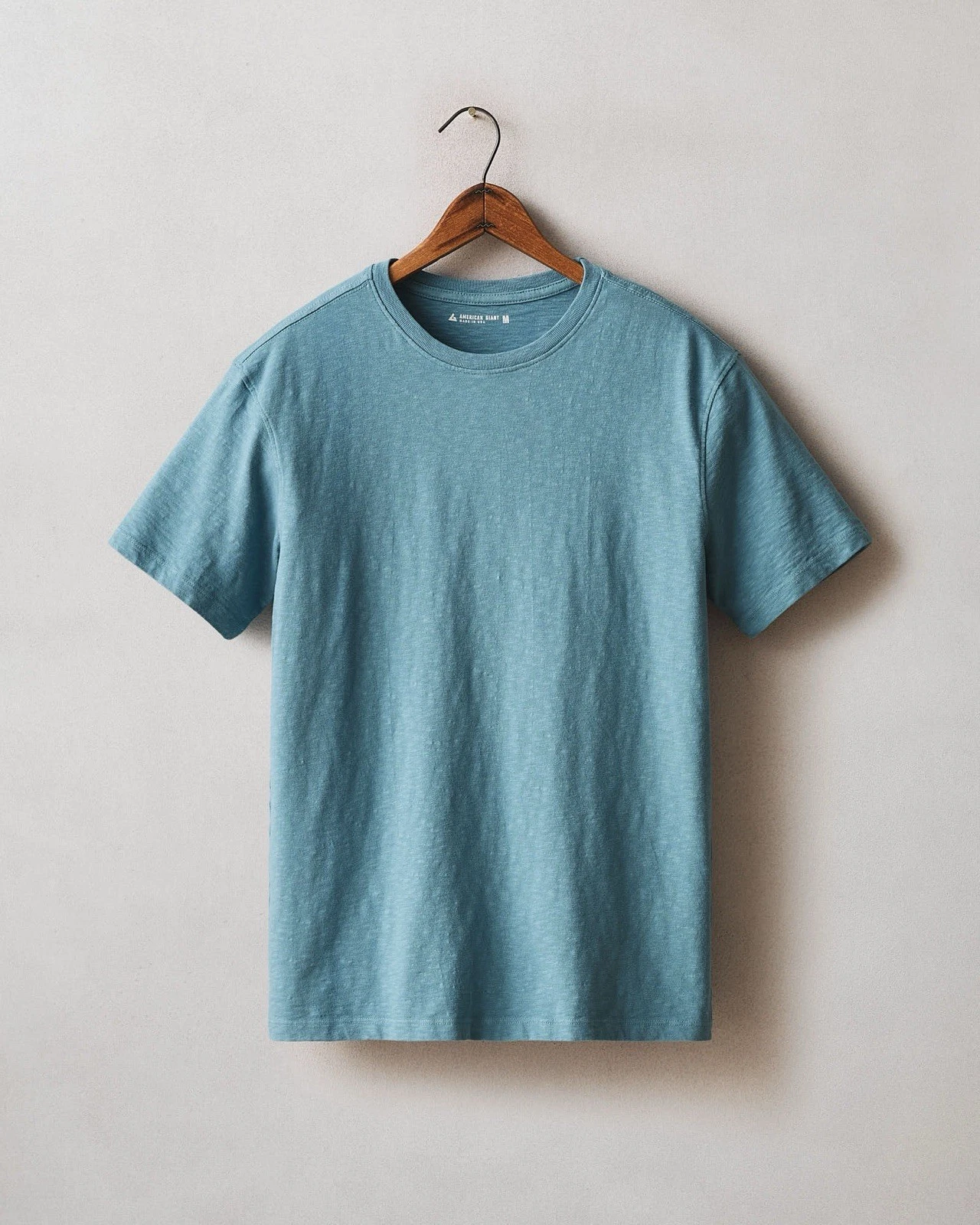 American Giant Adriatic Blue Premium Slub Crew Neck T Shirt Men’s Large USA Made