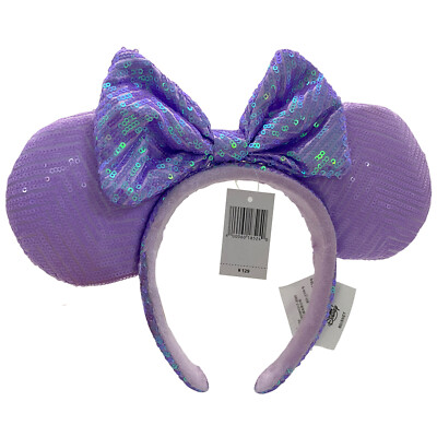 Disney~Parks Minnie Mouse Sequin Ears Headwear Purple Bow 