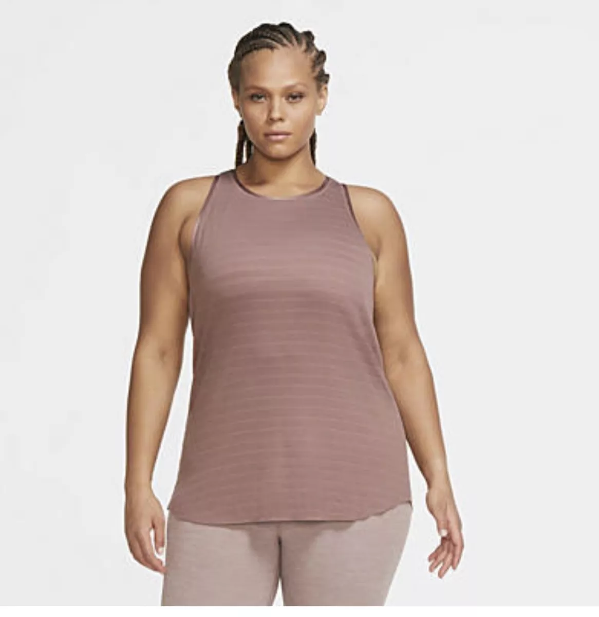 Nike Yoga Womens Smokey Mauve/Desert Dust Tank Top Plus Size 2X DA3048-298