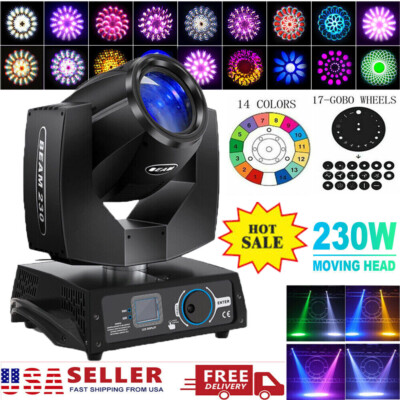 7R 230W LED Zoom Moving Head Stage Lighting 17 Gobos Beam Sharpy DJ Strobe Light
