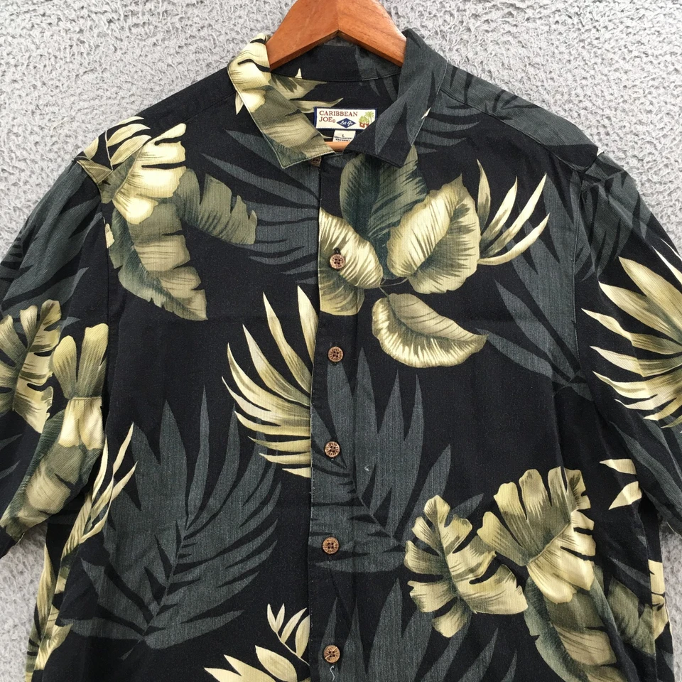 Caribbean Joe Hawaiian Shirt Mens Large Multicolor Short Sleeve Collared Floral - Image 3 of 4