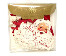 Anna Griffin Gift Tags w/ Satin Ribbon Merry Christmas Santa Head 10 pieces