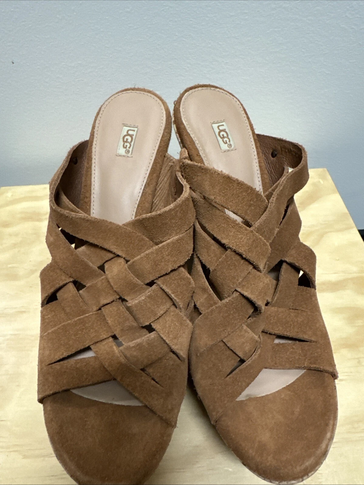 Sandali con tacco alto Ugg Marta taglia 10 marrone castagno sughero