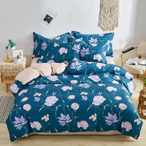Floral Print Queen Bedding Set Cozy Duvet Cover Set Quilt Cover Sheet Pillowcase - Picture 9 of 41