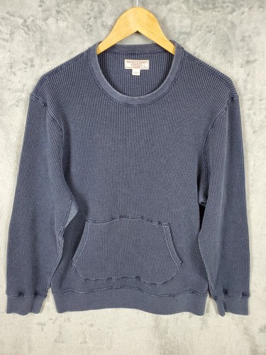 Wallace and Barnes Sweater Men's L Navy Pullover Waffle Knit Stretch Casual