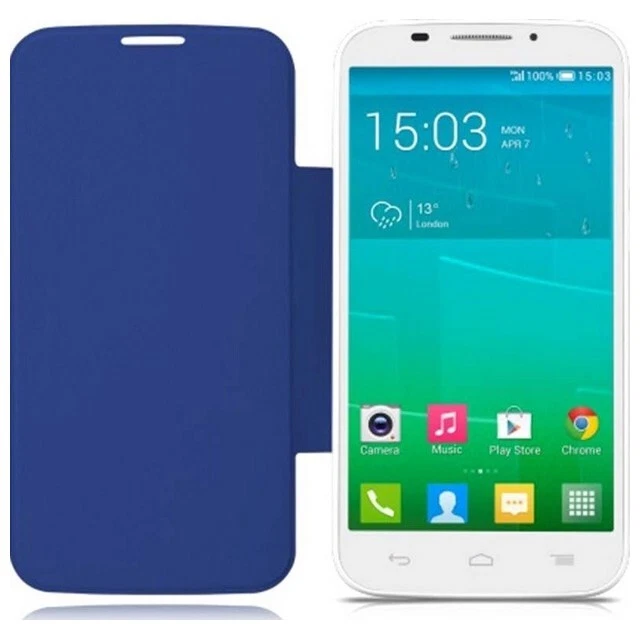 ALCATEL CUSTODIA FLIP COVER ORIGINALE BOOK CASE ONE TOUCH OT-S7 POP FASHION BLU - Immagine 4 di 4