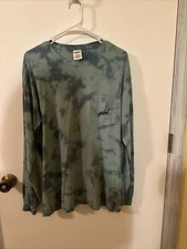 Green Tye Dyed Victoria Secret LS Tee W/PINK On left Chest Pocket And Back