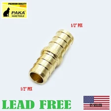 12 PC PREMIUM GRADE 1/2" X 1/2" PEX COUPLING  - BRASS CRIMP FITTINGS (LEAD-FREE)