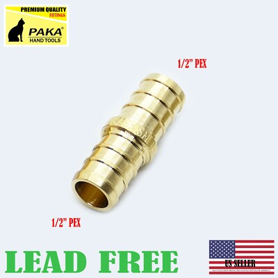 12 PC PREMIUM GRADE 1/2" X 1/2" PEX COUPLING - BRASS CRIMP FITTINGS