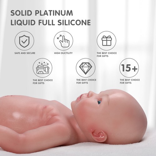 COSDOLL 18'' Realistic Newborn Girl Doll Reborn Full Silicone Flexible Skin Doll - Picture 5 of 14