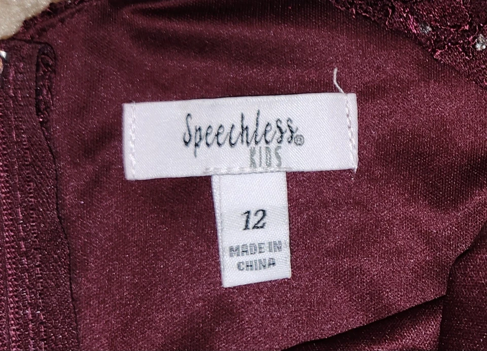 Niñas Talla Grande, 12 Borgoña, Vestido, Vestido Formal Foto 3 de 4