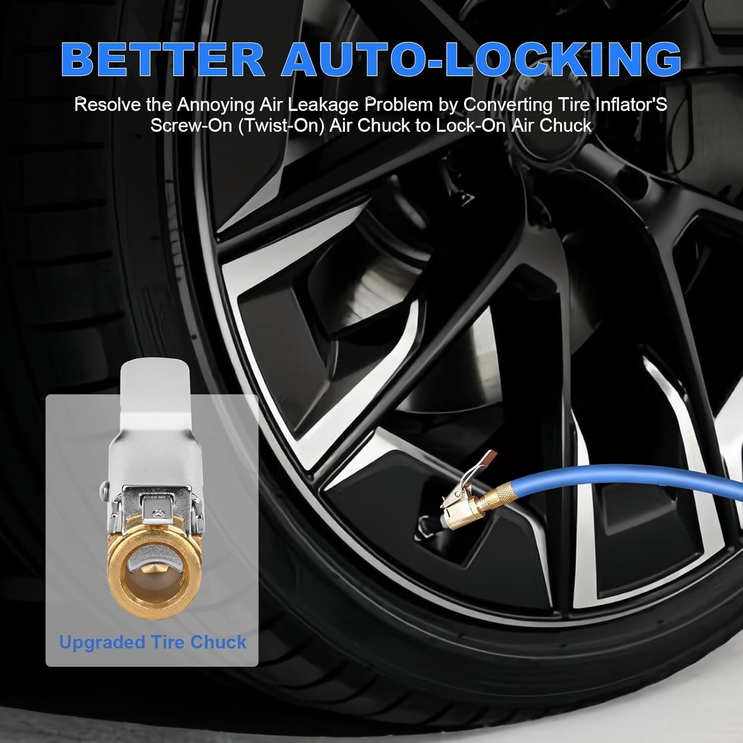 2pcs Locking Tire Air Chuck,Brass Tire Inflation Hose Adapter,Tire Nozzle With