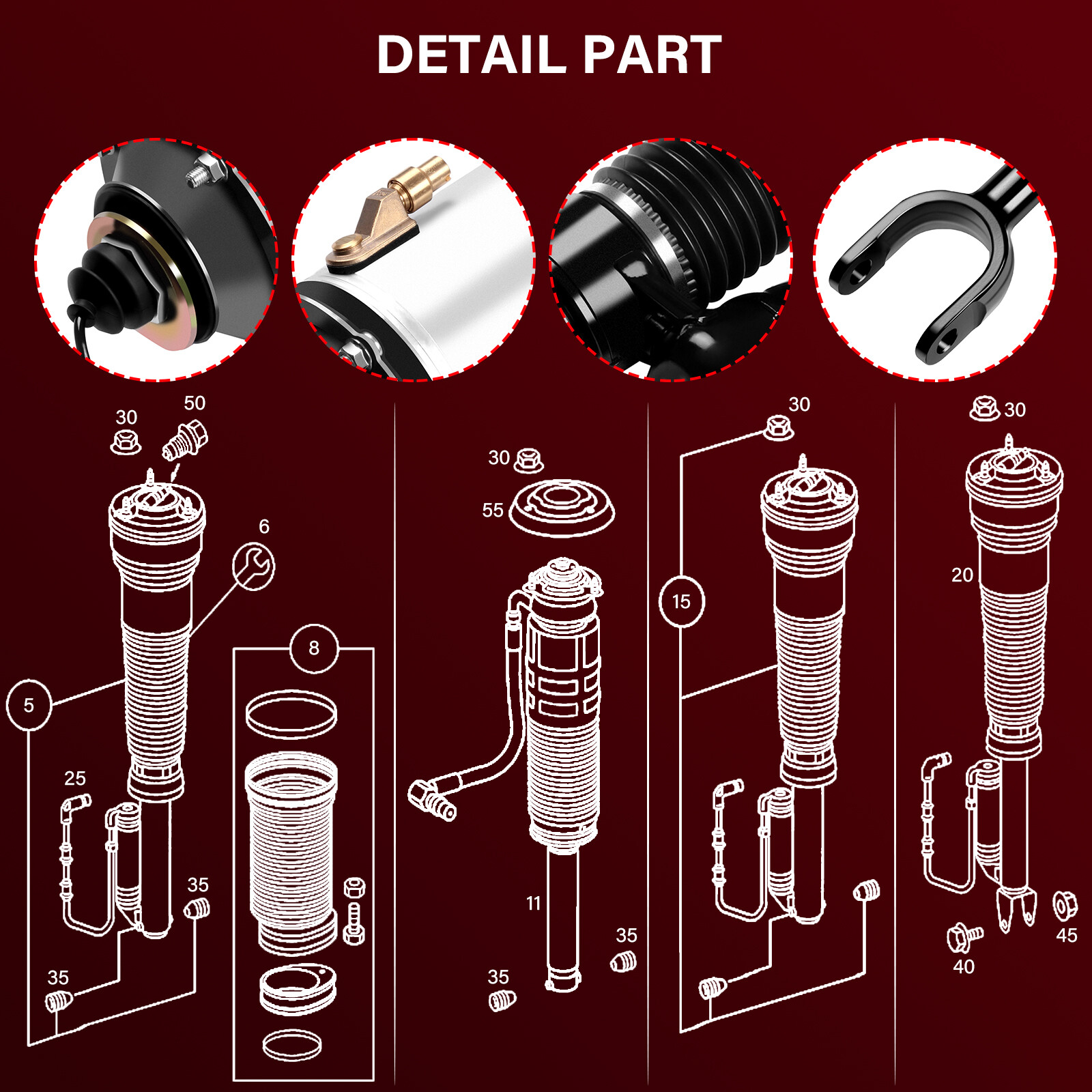 Pair Front Air Suspension Spring Strut For 03-19 Bentley Continental Flying Spur