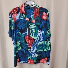 Perry Ellis Dark Sapphire Principles Shirt Men's Size Large Hawaiian Print NWT
