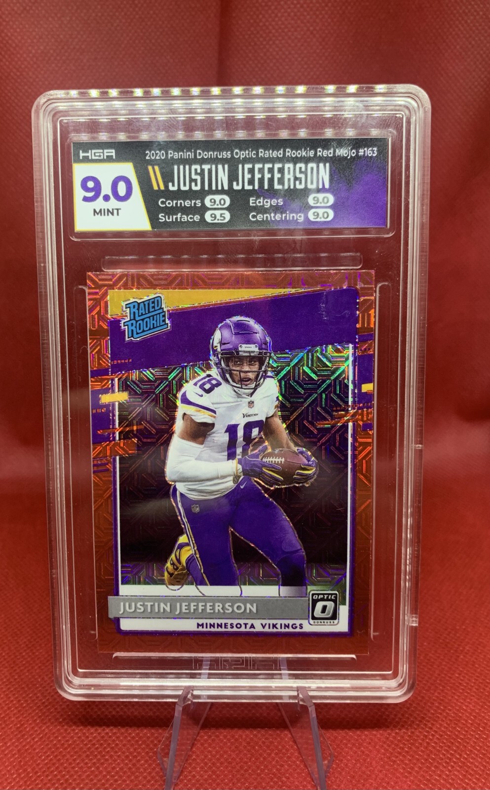 2020 Justin Jefferson Donruss Optic Rookie Card Red Mojo Prizm PSA 9 #163