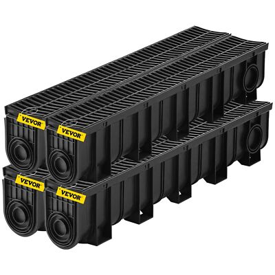 Trench Drain System Channel Drain w/ Plastic Grate 5.9x7.5'' HDPE Drainage Trench