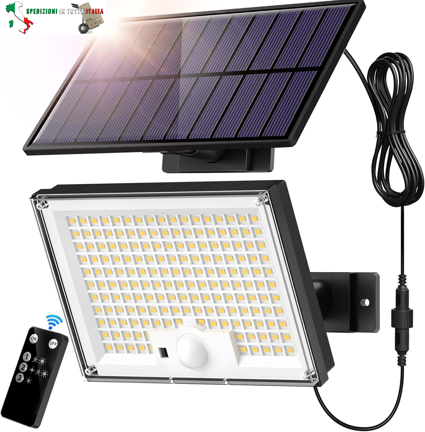 Illumina i tuoi ricordi: Faretti Solari Esterno 172 LED Design Moderno