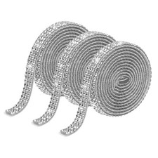 0.3 Inch 3 Yards Self Adhesive Crystal Rhinestone Diamond Ribbon Silver