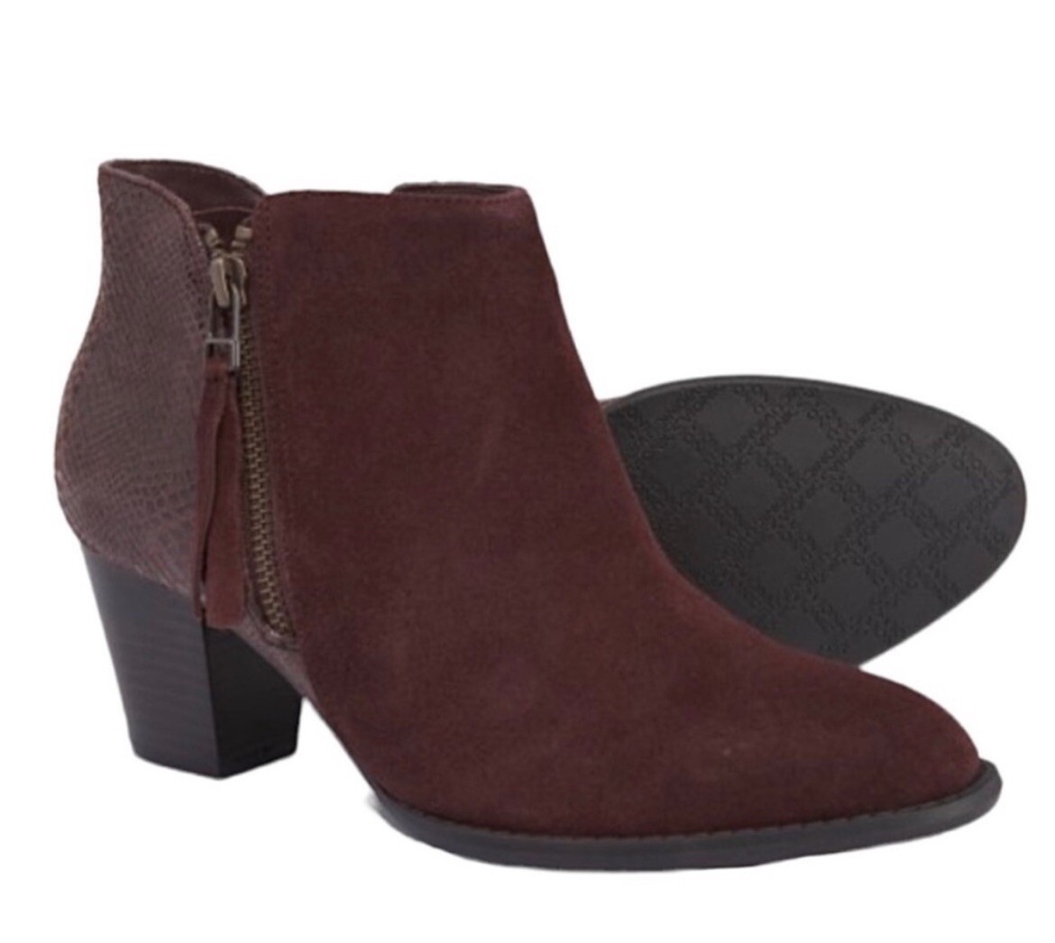Vionic Anne Suede Snake Print Leather Zip Ankle Boots Booties Size
