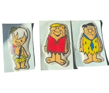 Vintage FLINTSTONES 1976 PUFFY STICKER LoT/3 Barney Bam Bam & Fred Hanna Barbera