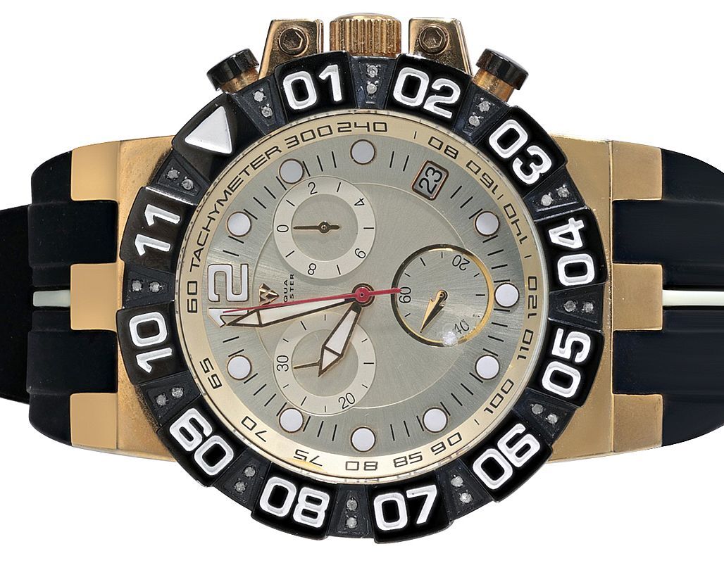 Men's Aqua MAster Yellow Tone Stainless Steel CT Real