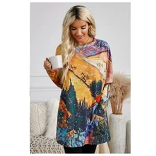 Long sleeve Tunic women unknown size probably 2XL With Two Side Pockets