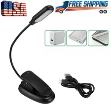 USB LED Book Light Flexible Clip On Book Light Night Reading Lamp Rechargeable