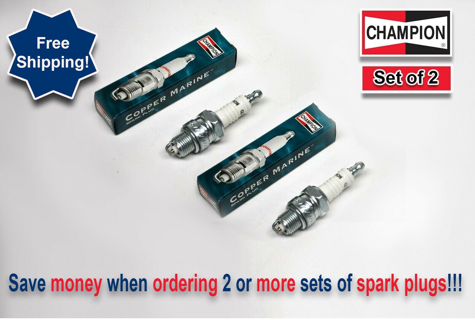 New Champion Marine Spark Plug 938M QL78YC (Set of 2) eBay