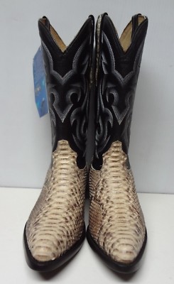 King Exotic men’s Genuine Python Snip Toe Western Boots Brown Tan Size 8 King Exotic Boots | eBay main image 4
