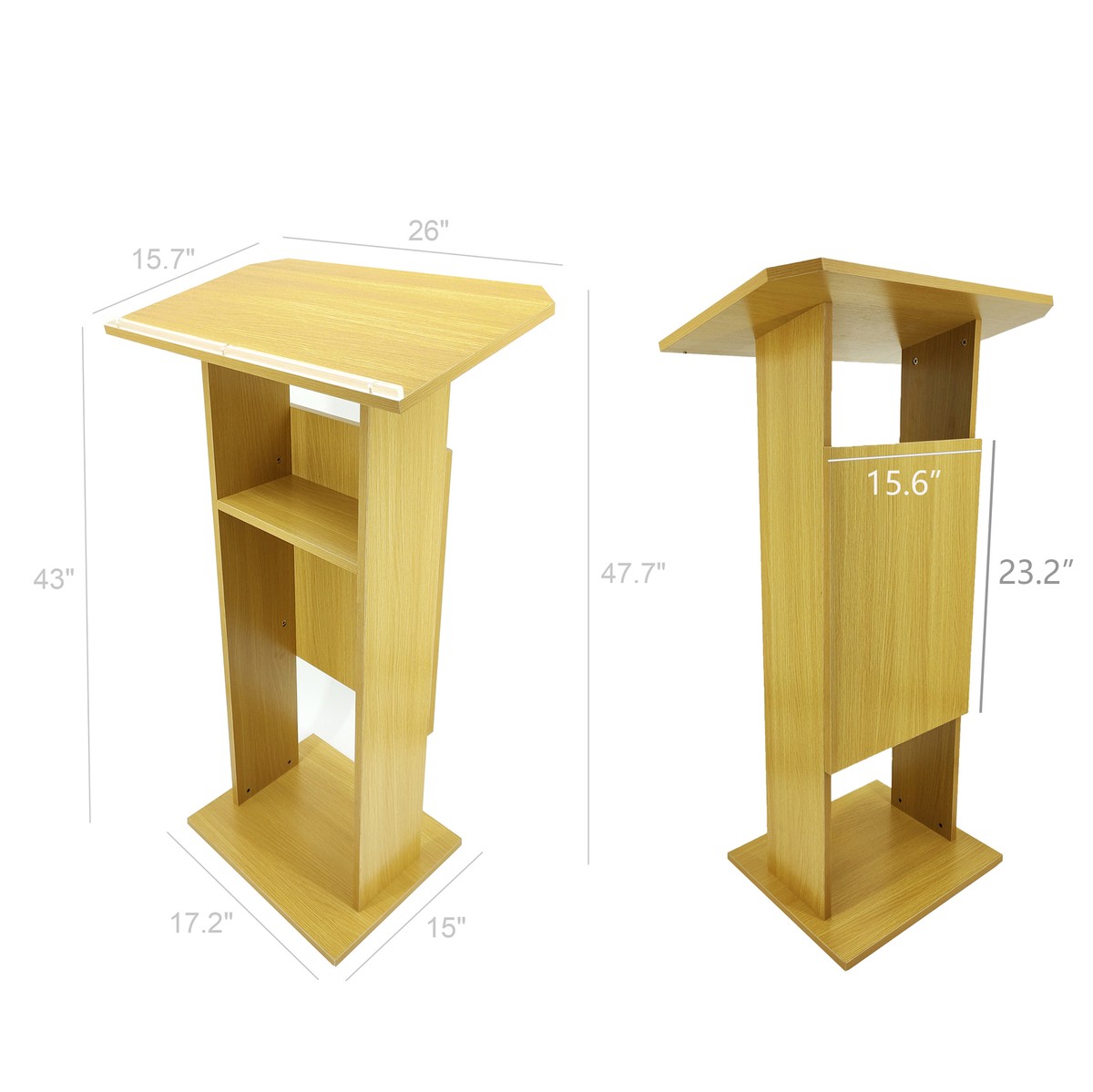Pupitre De Conférence Avec Tiroir Verrouillable - Bureau école, église Ou Réception 100x40x90 Cm