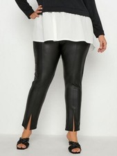 Yours Curve Split Hem Wet Look Shiny PU Faux Leather Leggings Black UK Size 22