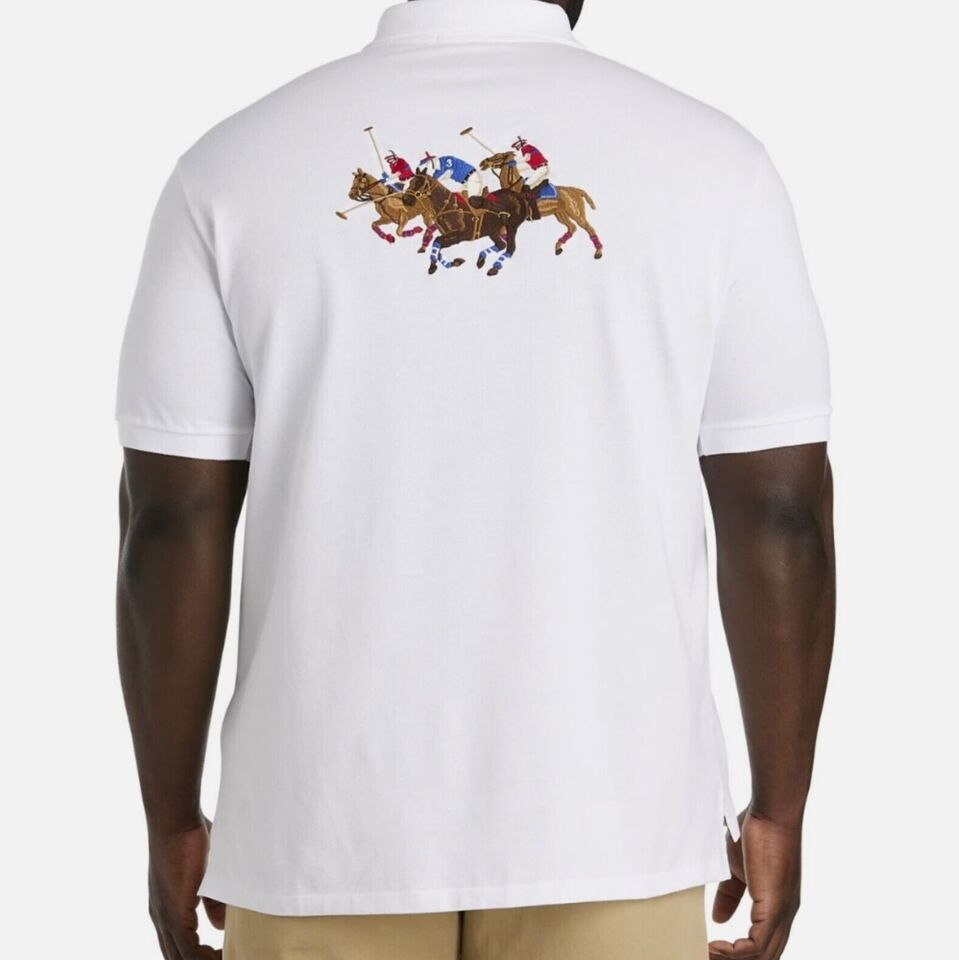 Polo Ralph Lauren Mesh Polo Shirt White Crest Triple Pony Men's SZ