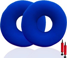 2 Pack Inflatable Donut Pillow for Tailbone Pain - Hemorrhoid Seat Cushion -
