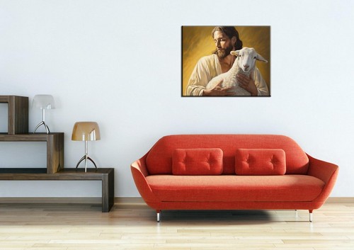 Jesus and the Lamb Oil Painting Picture Printed on Canvas, Home Wall Decor,VIII - Picture 6 of 10