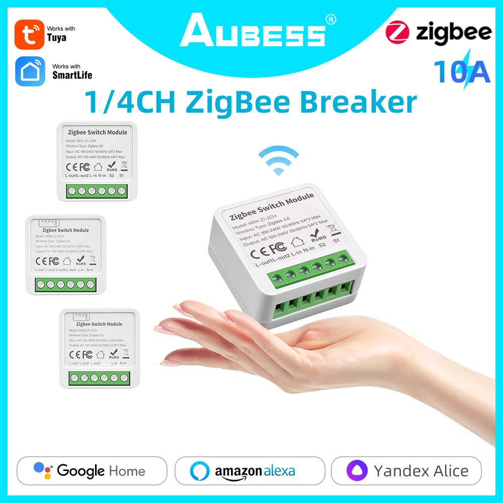 1/2/3/4 CH 10A/16A Tuya DIY Zigbee Smart Switch 2-Way Control Light Relay Smart