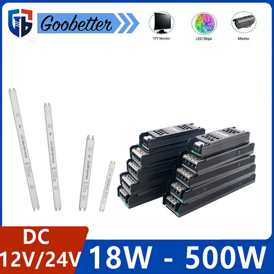 DC 12V 24V Lighting Transformer Power Supply Driver for LED Strip 18W - 500W - Image 2 of 4