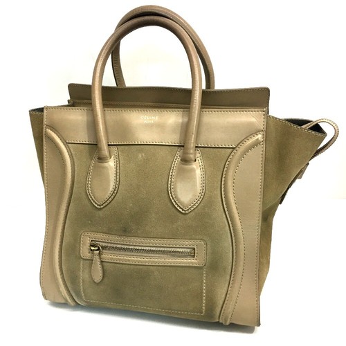 CELINE Luggage Micro Shopper Hand Bag Beige Leather/suede 167793 | eBay