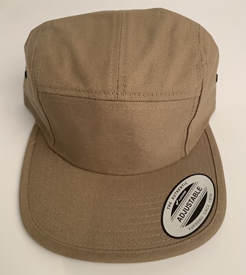 FLEXFIT YUPOONG YP CLASSICS BLANK JOCKEY ADJUSTABLE CAP   5 PANEL - KHAKI BEIGE