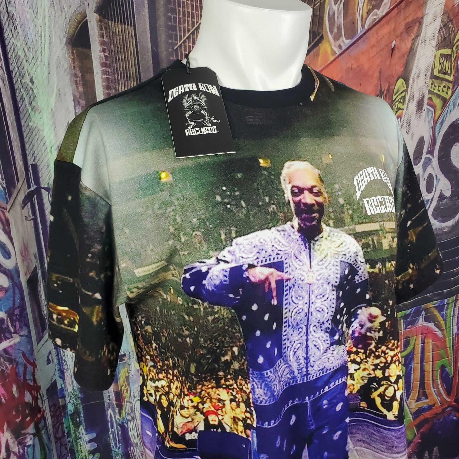 FILA Death Row Records Snoop Dogg Camicia Stampa All Over Taglia Media Nuova (A49)
